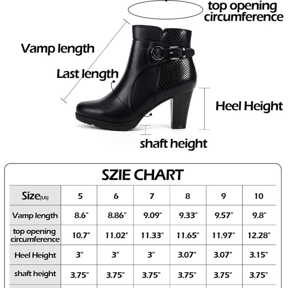 Mixed Snake- Black Bootie Chunky Heel Buckle Strap Ankle - Picture 10 of 11
